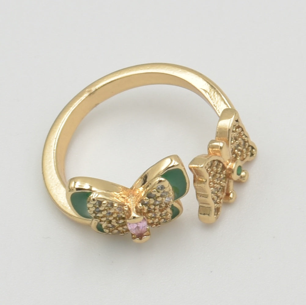 Gold Double Butterfly Ring