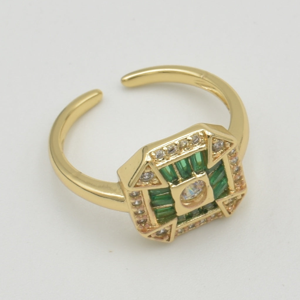 Gold Square Emerald Ring