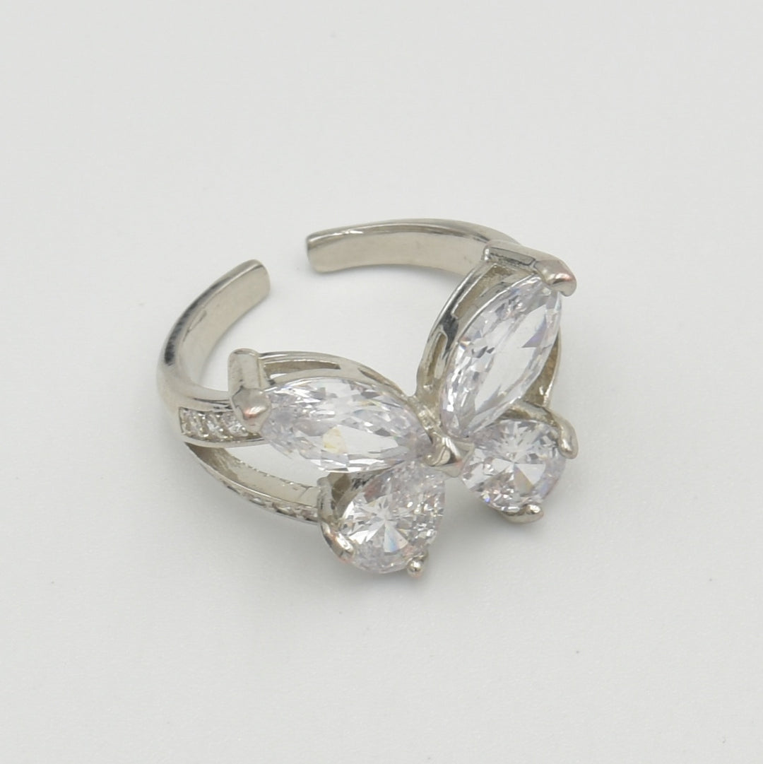 Silver Cubic Zirconia Butterfly Ring