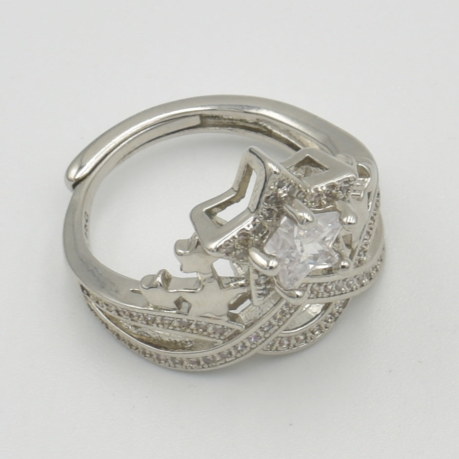 Silver Cubic Crown Ring