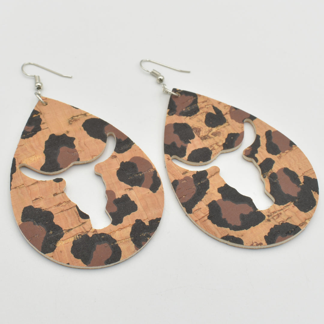Brown African Spots Drop Earrings