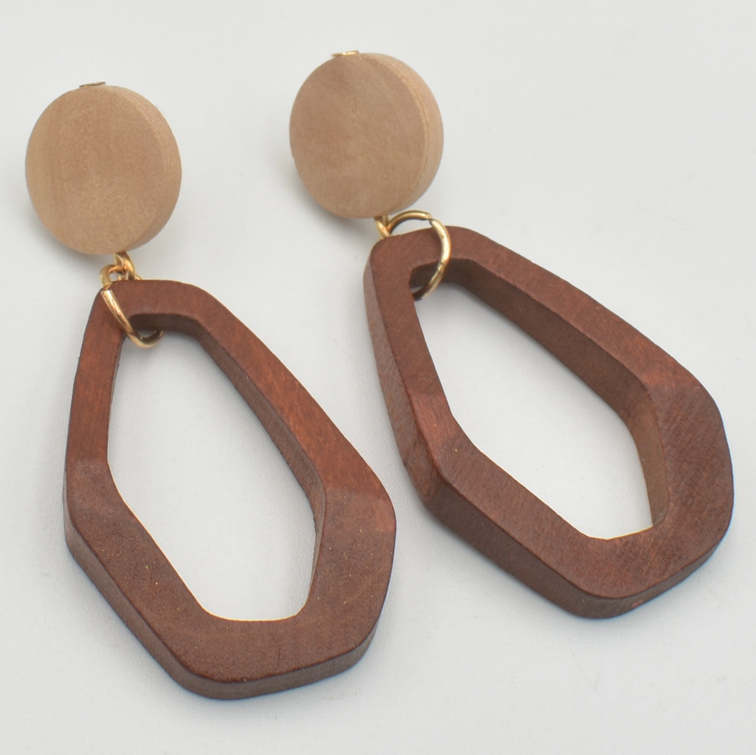 Brown Wood Drop Earrings