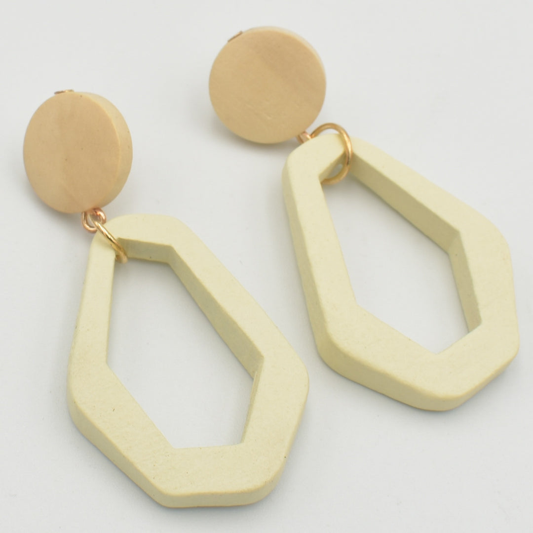 White Wood Drop Earrings