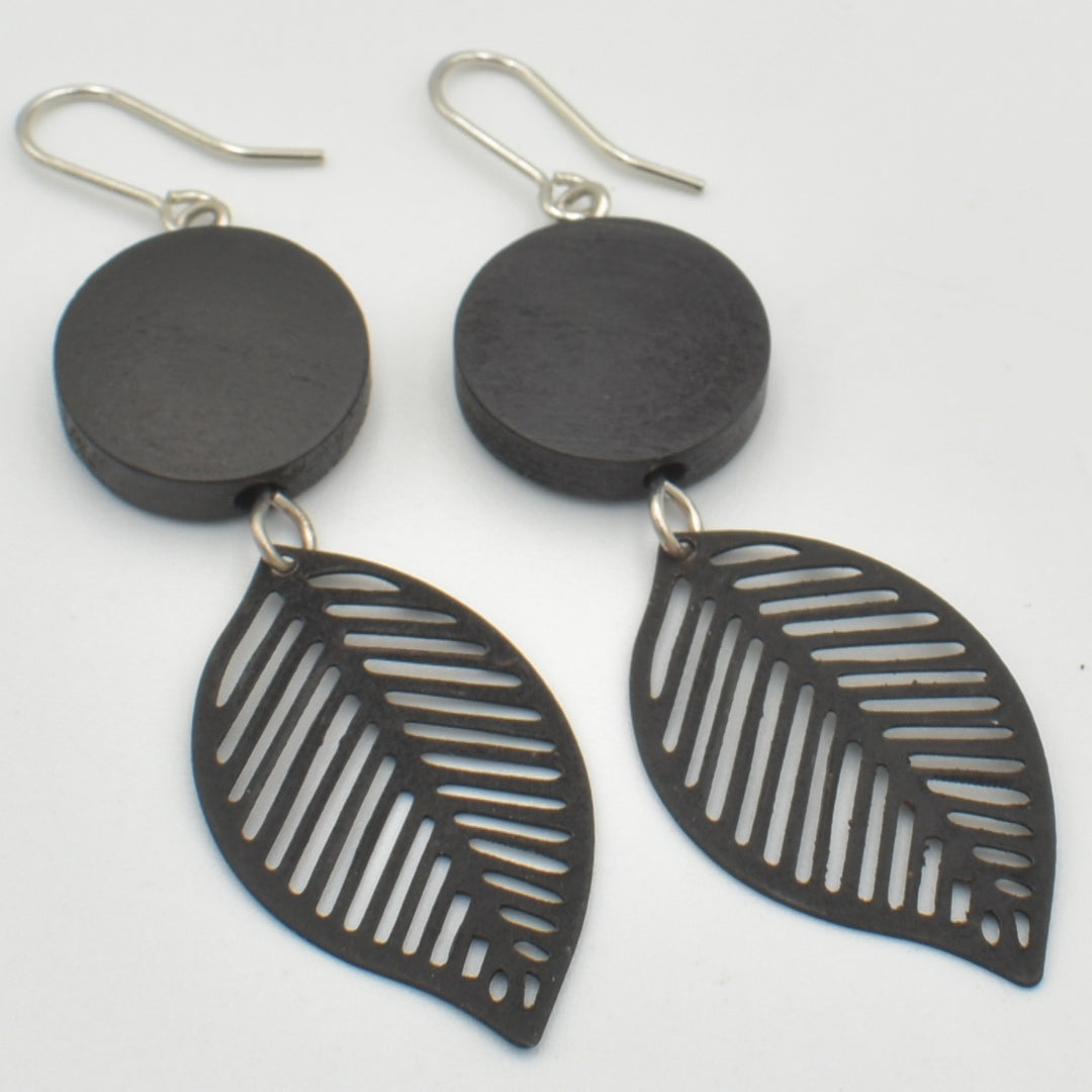 Black Leaf Drop Earrings