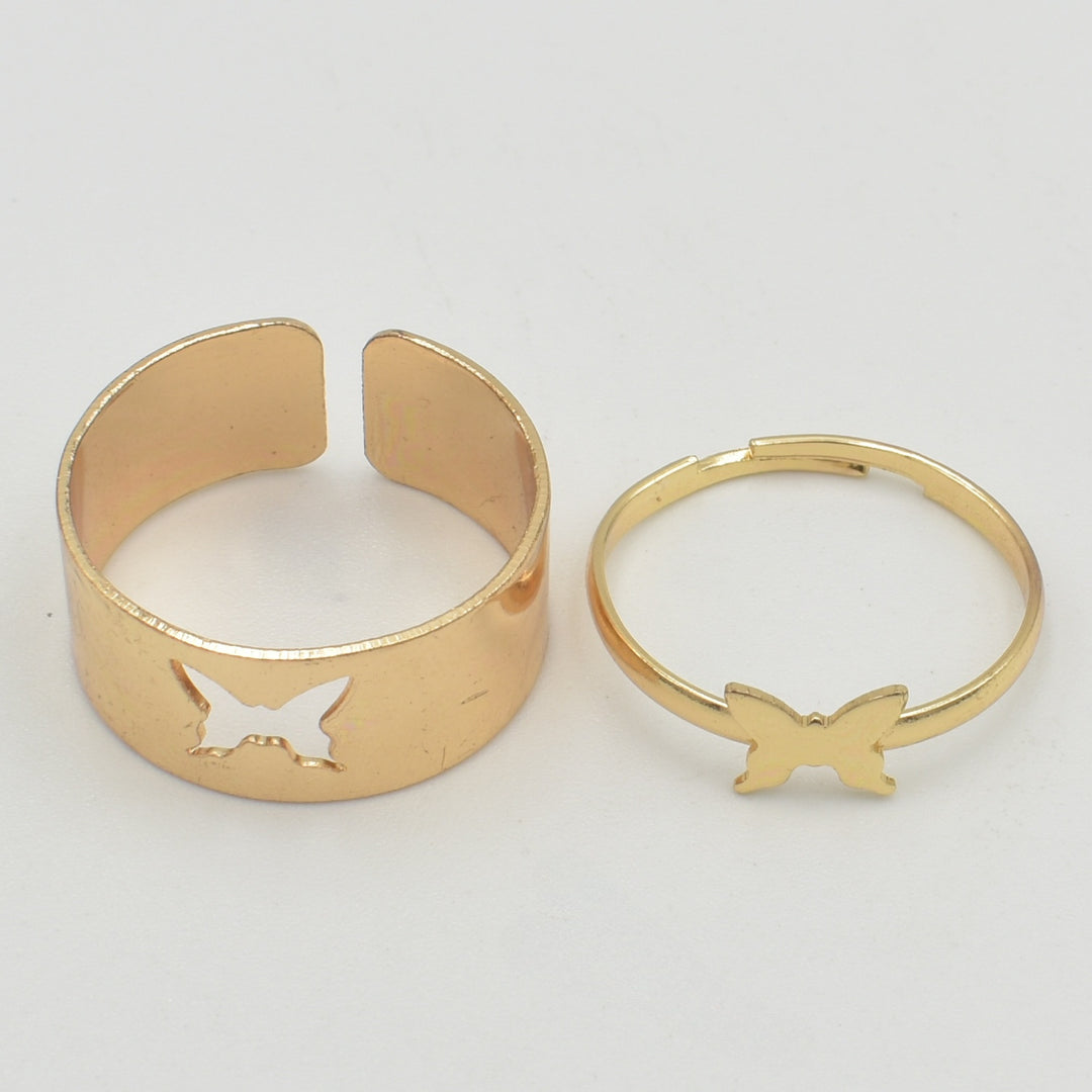Gold Butterfly Band Ring Pack
