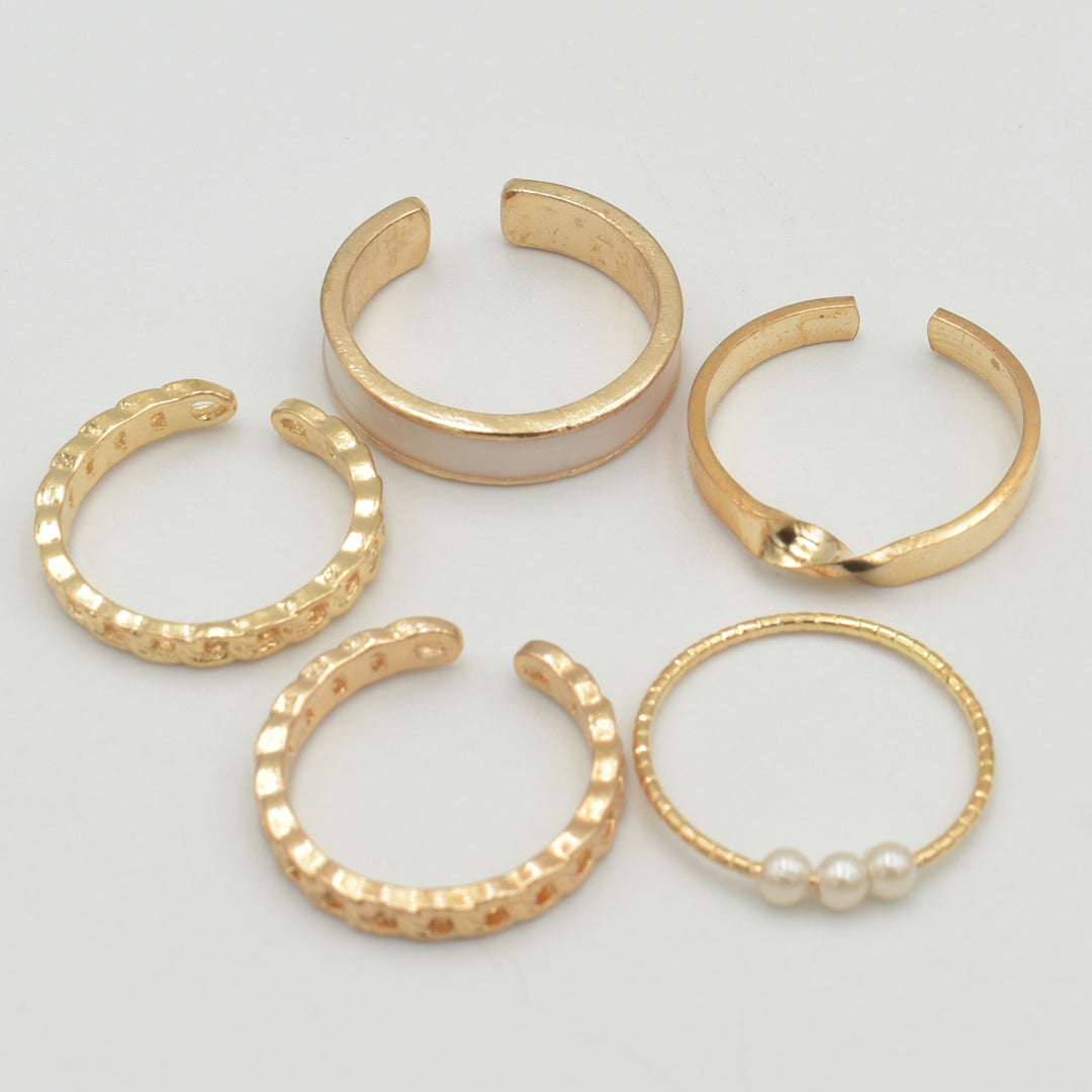 Gold Peach Coated 5-Pack Rings
