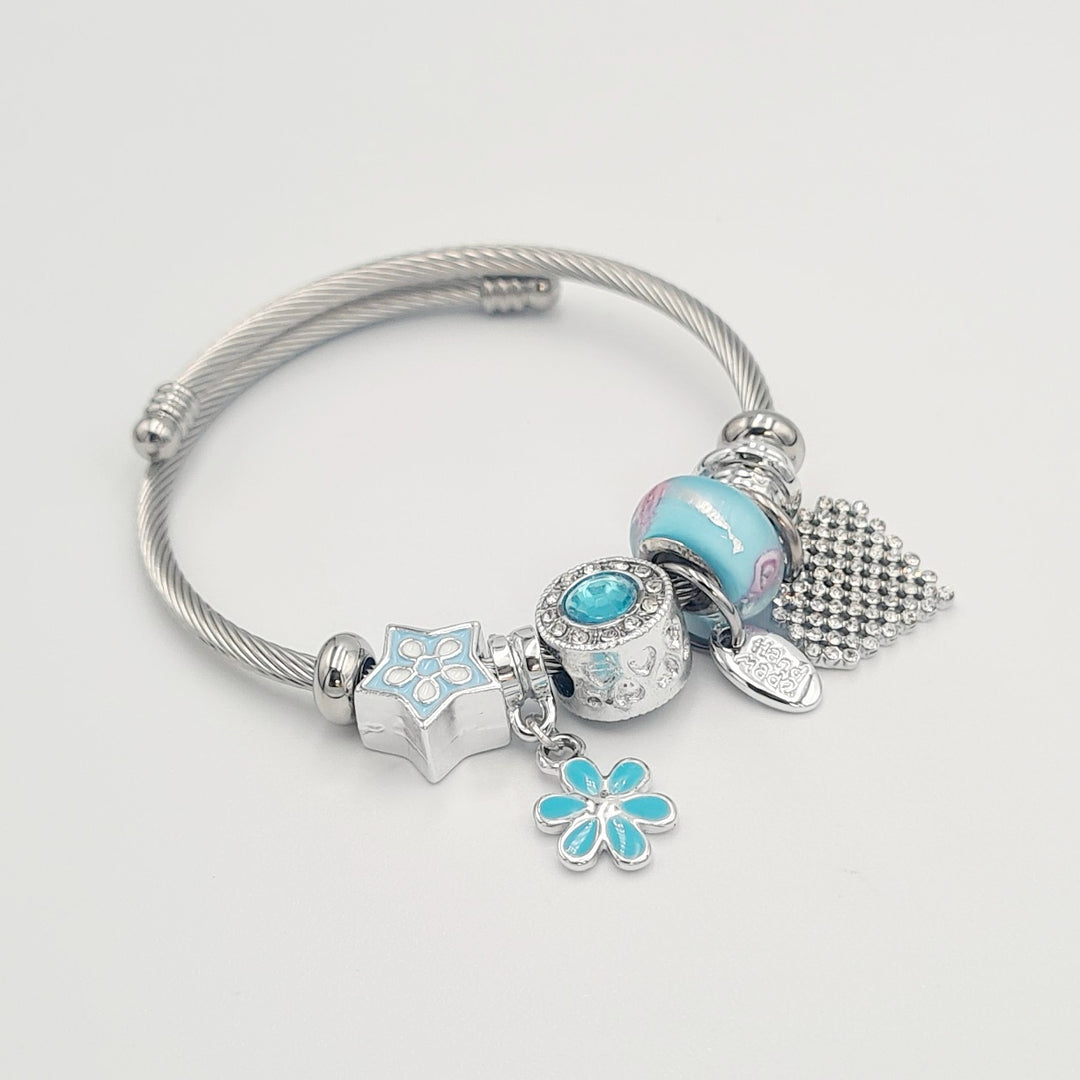 Silver Charm Blue Bracelet