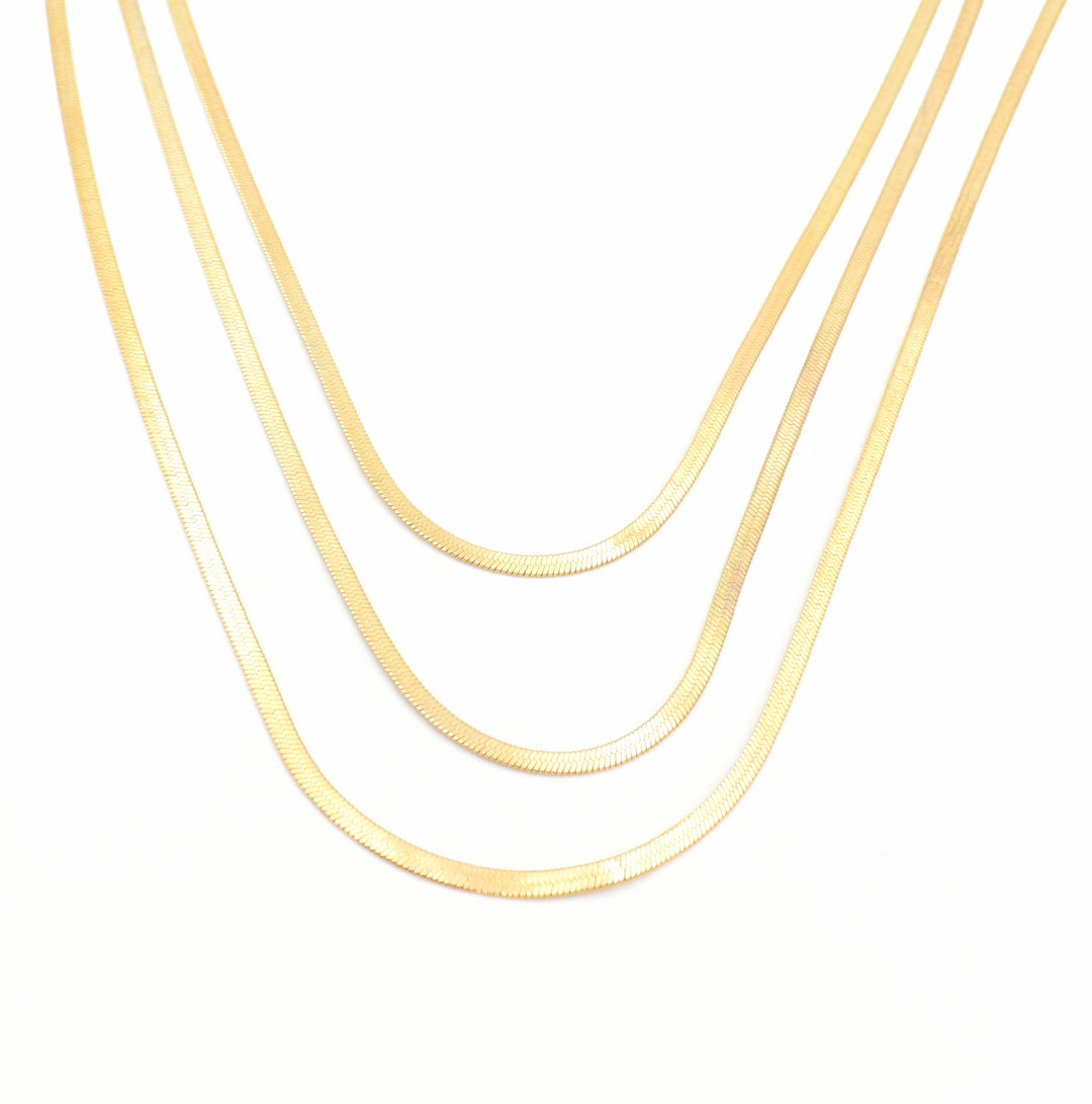 Gold Snake Chain Layered Flat Necklace