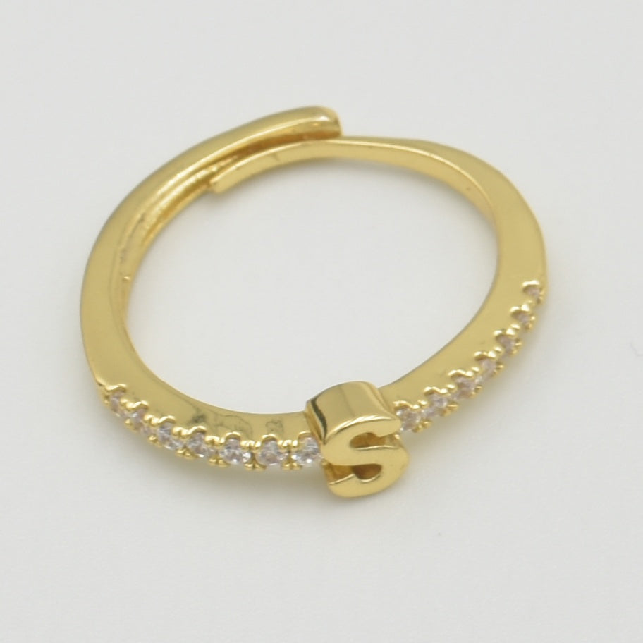 Cubic Zirconia Letter 'S' Ring