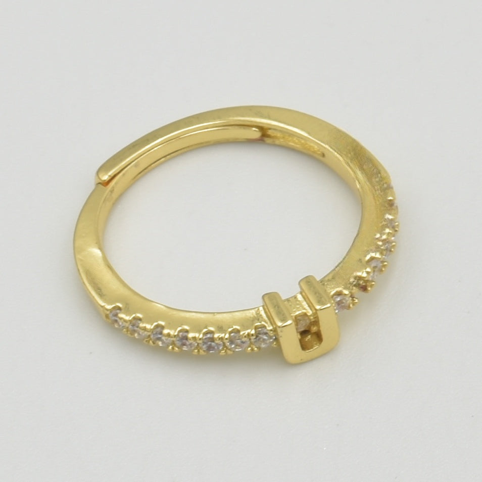 Cubic Zirconia Letter 'U' Ring