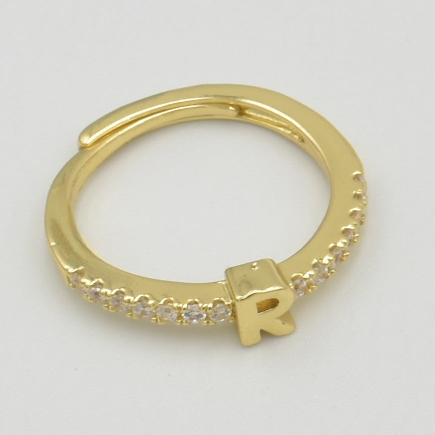 Cubic Zirconia Letter 'R' Ring
