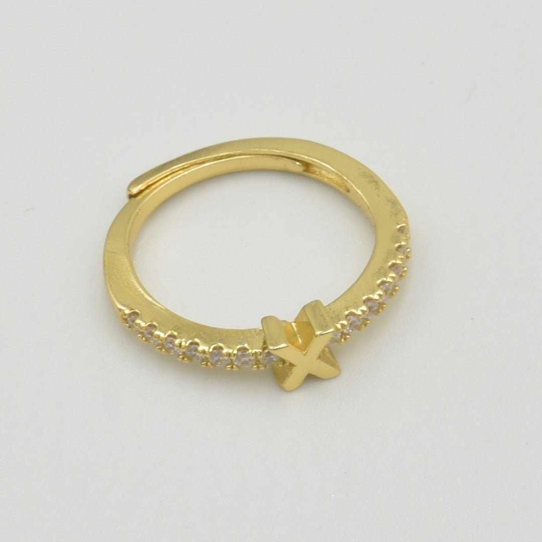 Cubic Zirconia Letter 'X' Ring