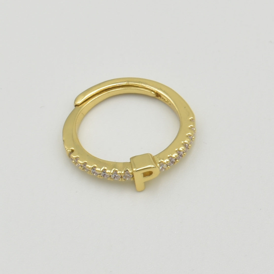 Cubic Zirconia Letter 'P' Ring