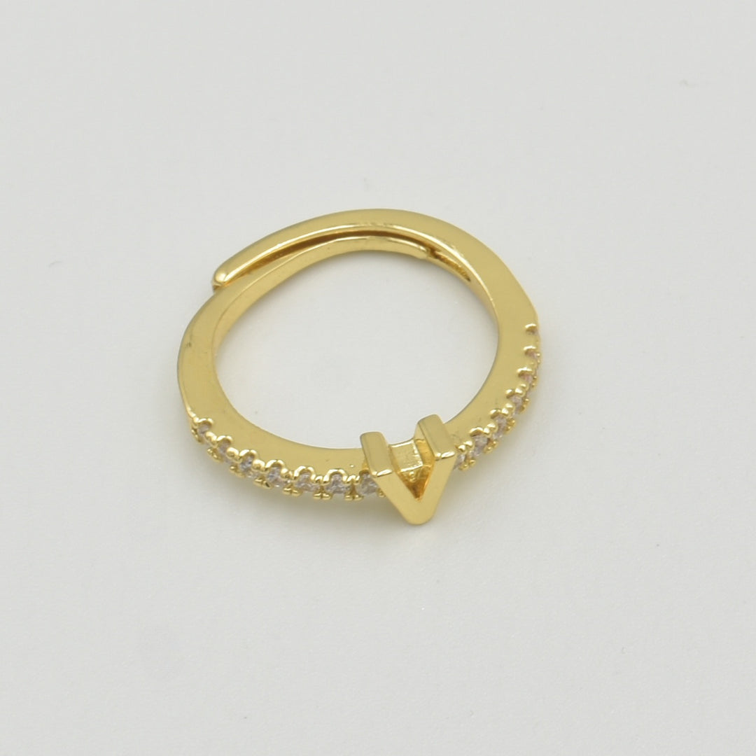 Cubic Zirconia Letter 'V' Ring
