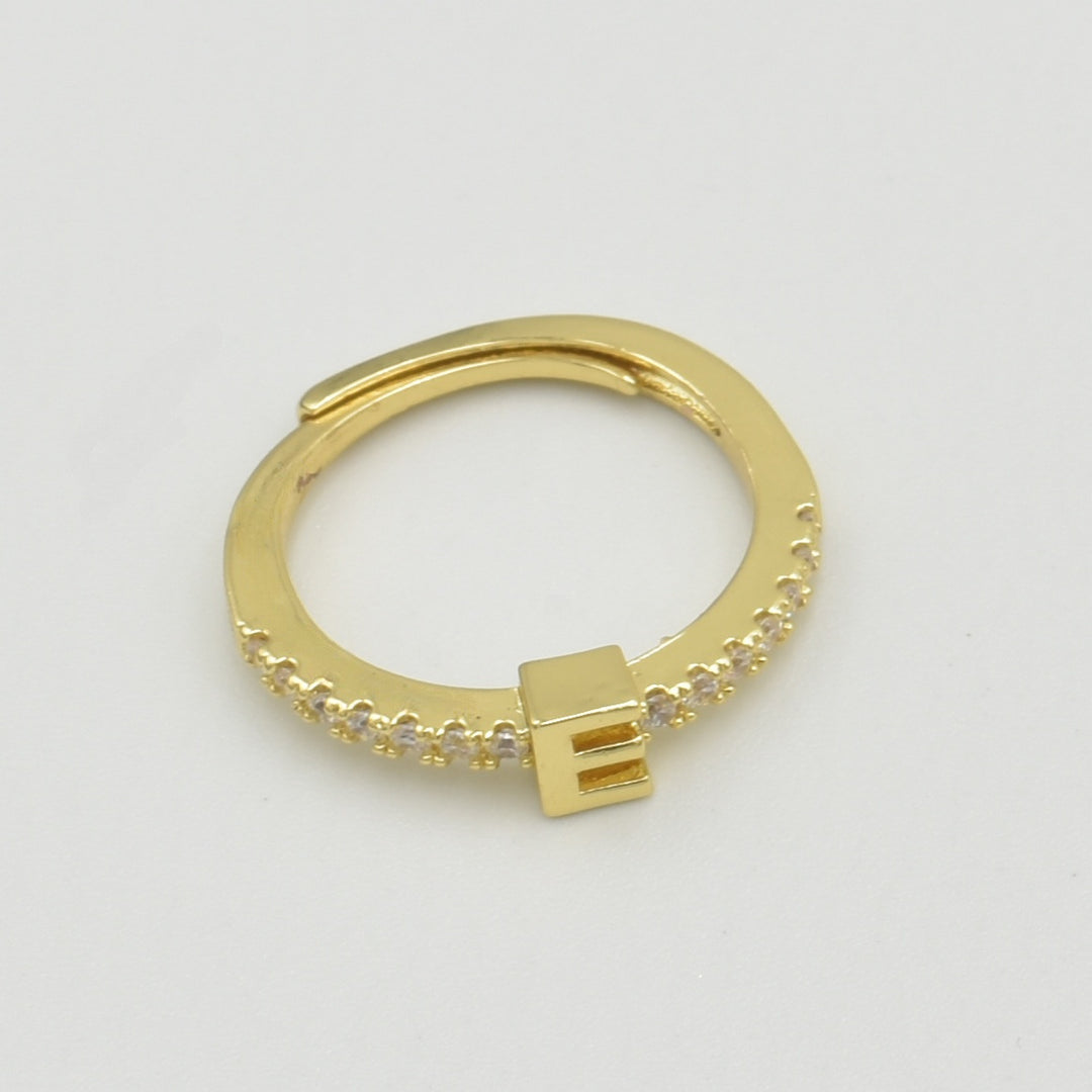 Cubic Zirconia Letter 'E' Ring