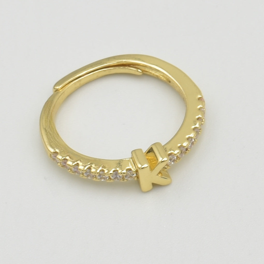 Cubic Zirconia Letter 'K' Ring
