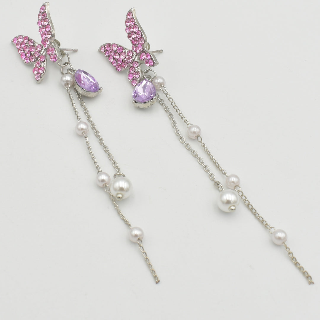 Silver Butterfly Drop Earrings