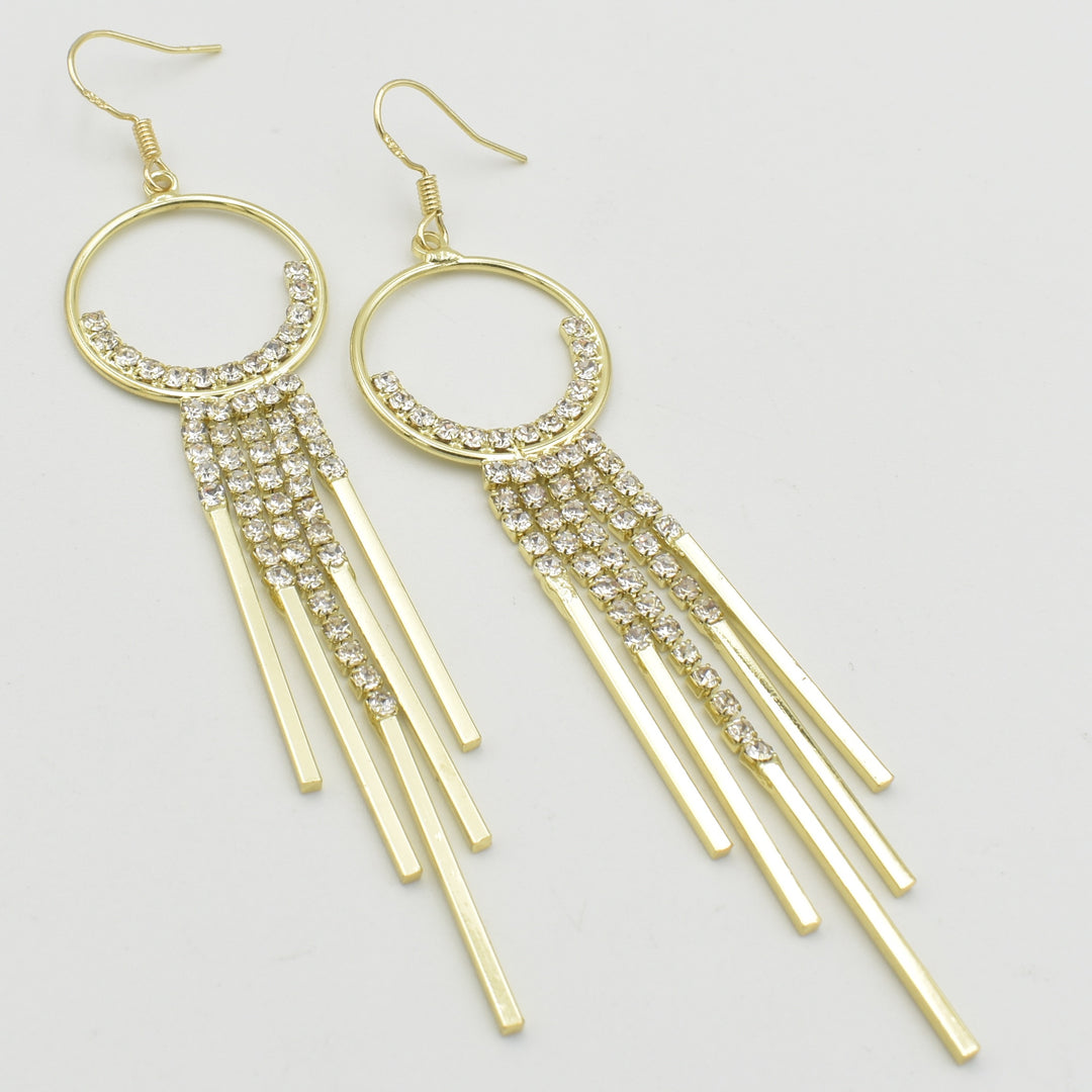Gold Cubic Diamante Elegant Drop Earrings