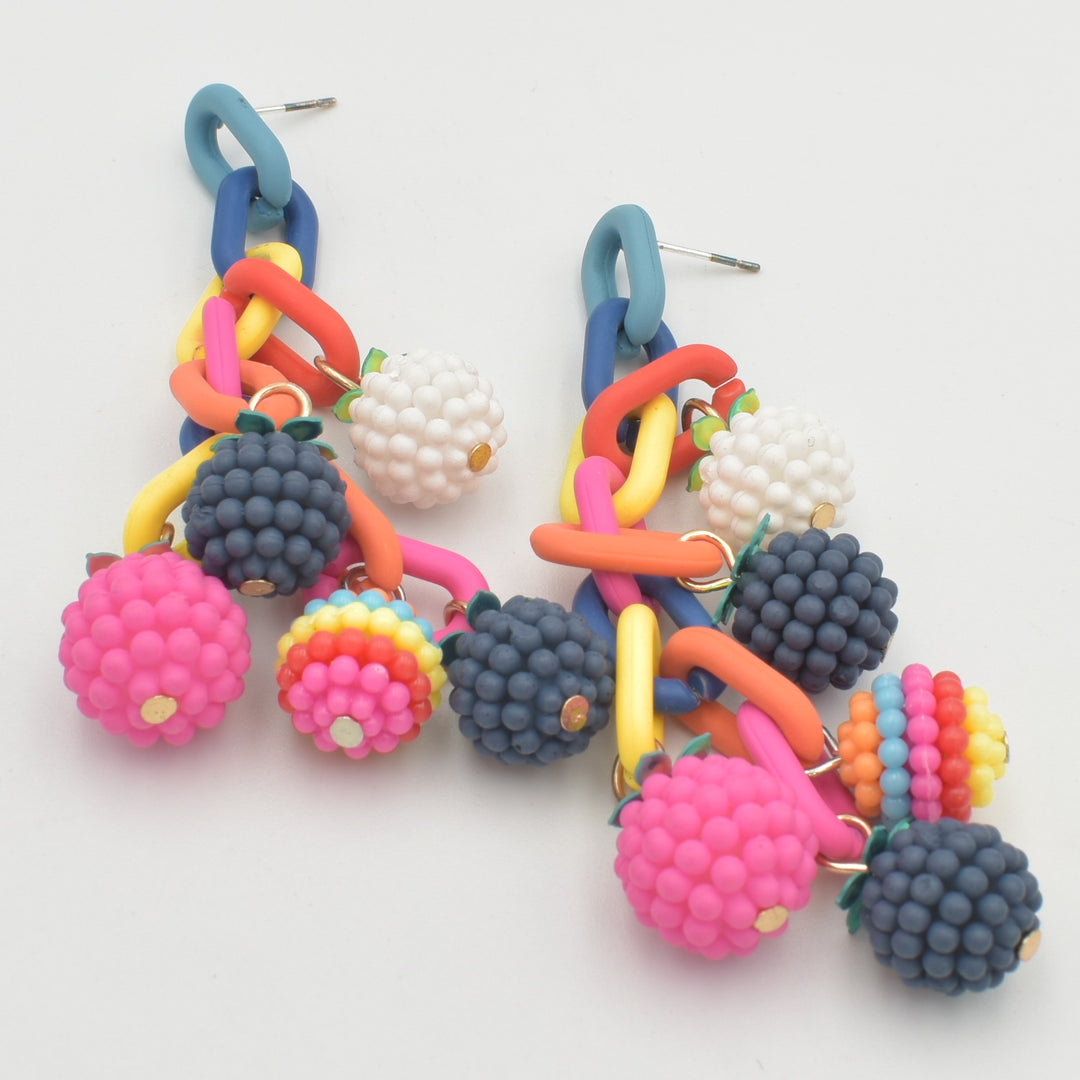 Multicoloured Link Pineapple Drop Earrings