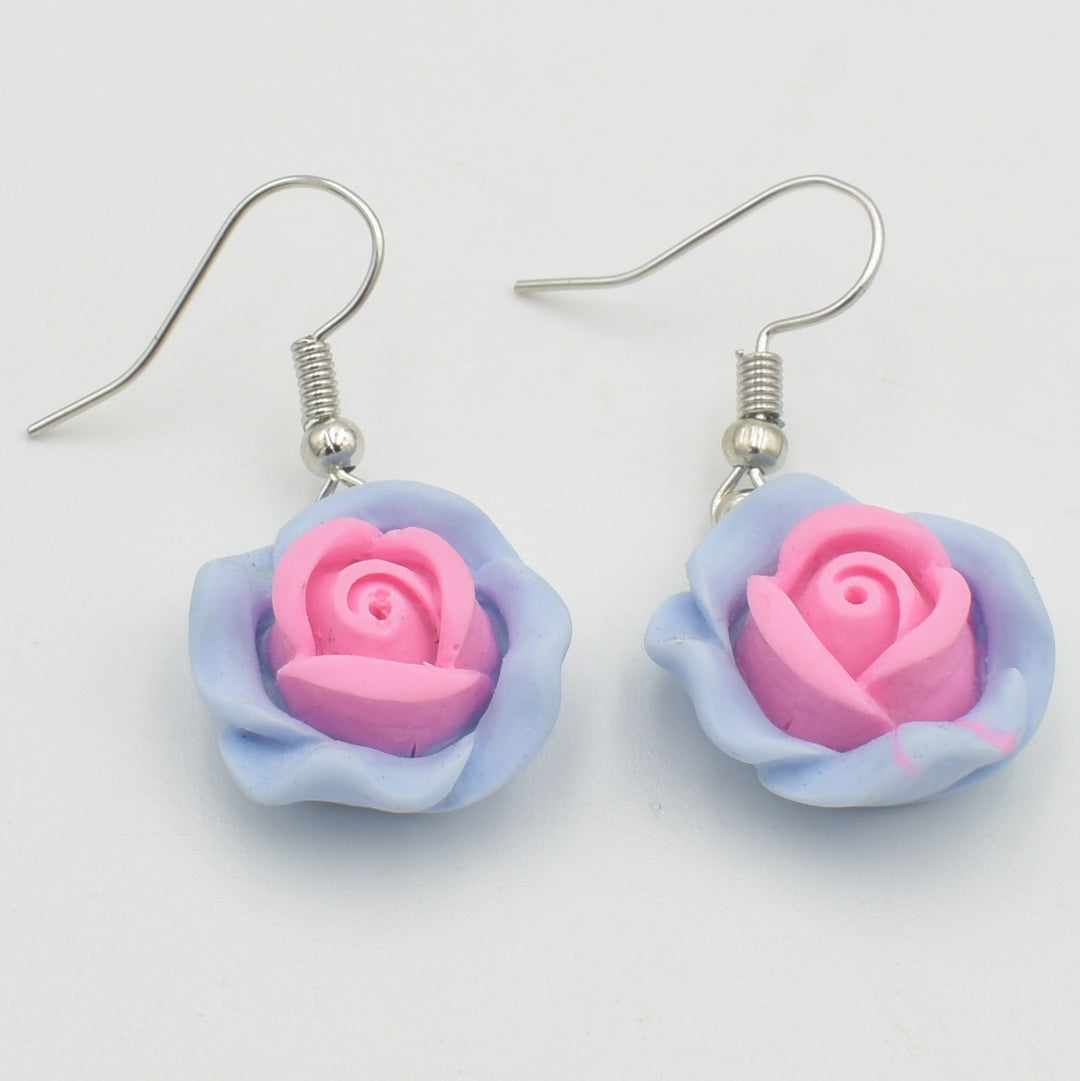 Blue Flower Drop Earrings