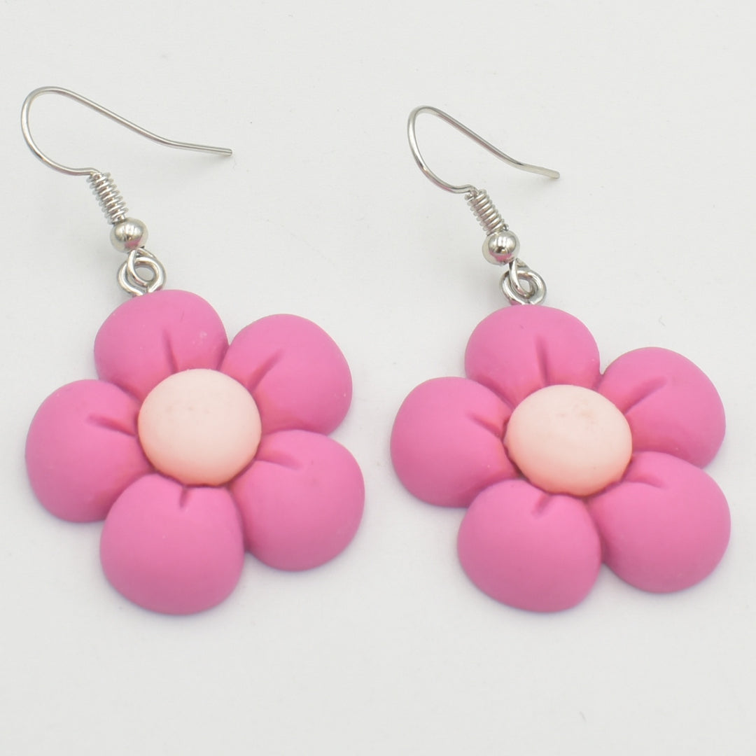Pink Daisy Drop Earrings