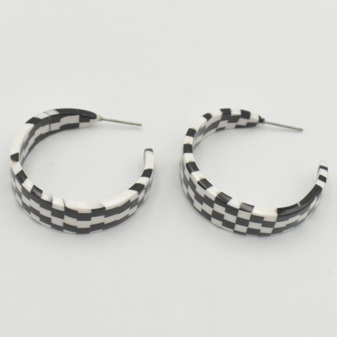 Black and White Hoop Earrings