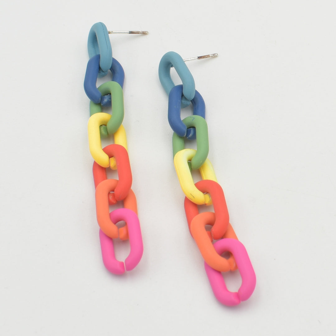 Multicoloured Link Drop Earrings