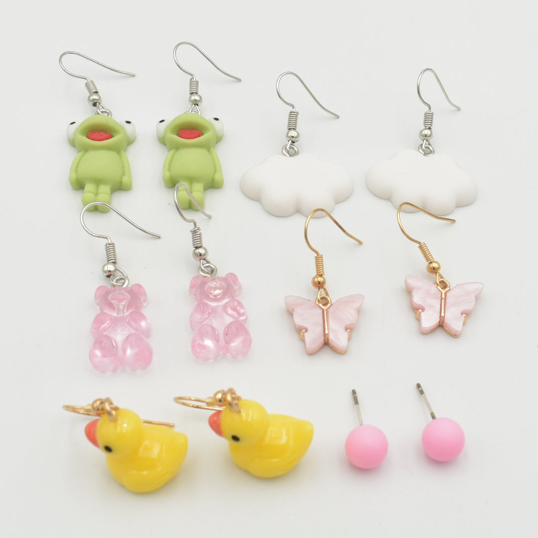 Kids Cloud Pink Stud 6-Pack Earrings