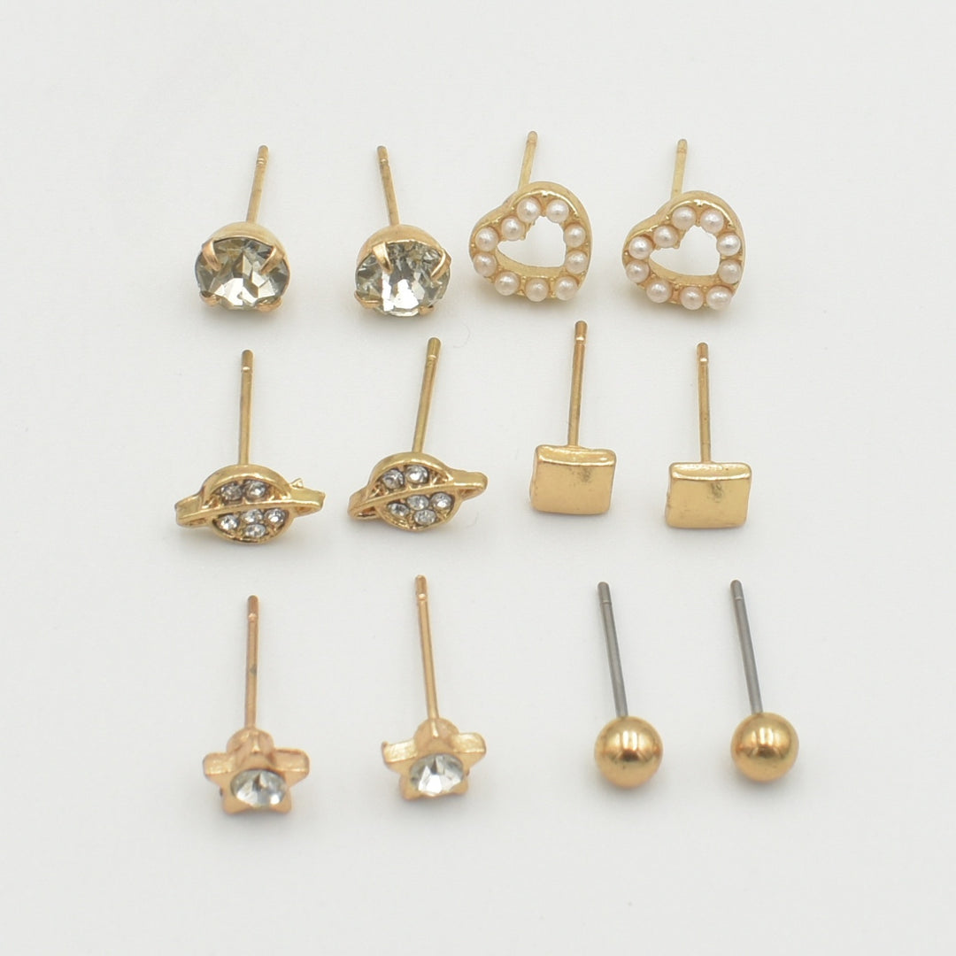 Gold Planet Diamante 6-Pack Earrings