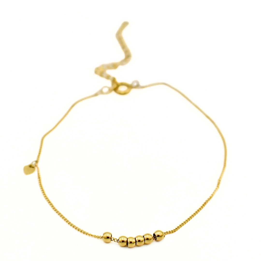 Gold Toned Dainty 6 Balls Bracelet