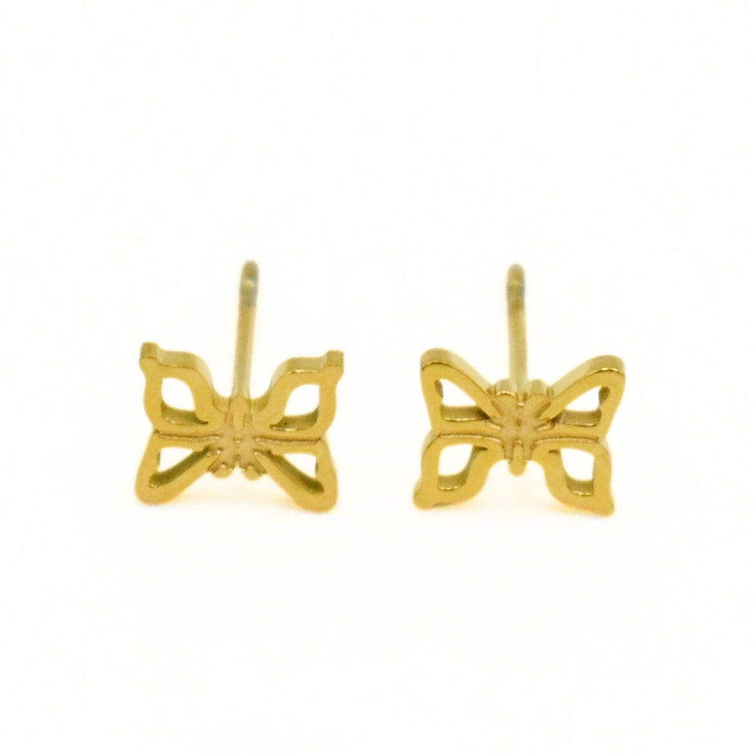 Gold Toned Butterfly Hollow Stud Earrings