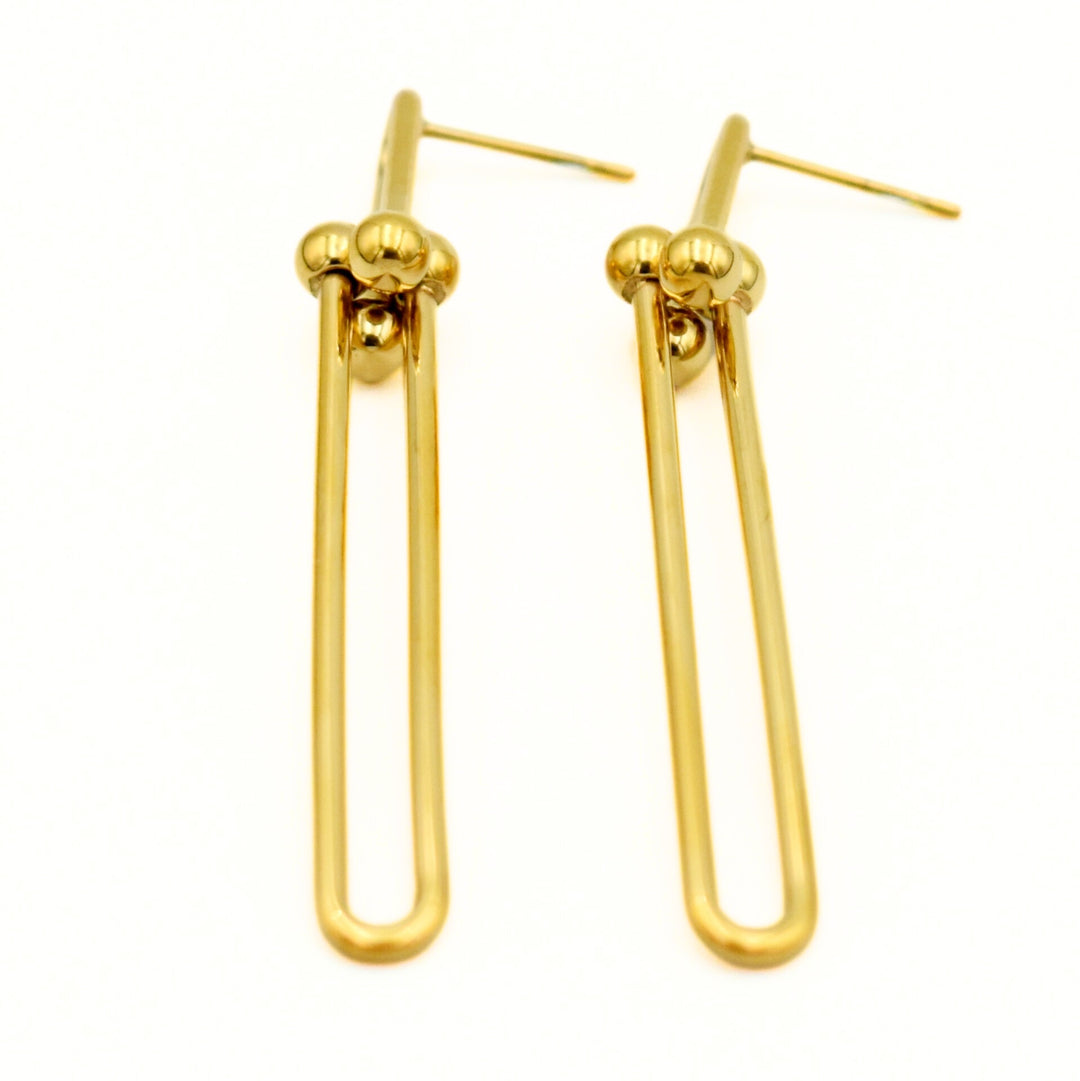 Gold Toned Drop Ball Earrings
