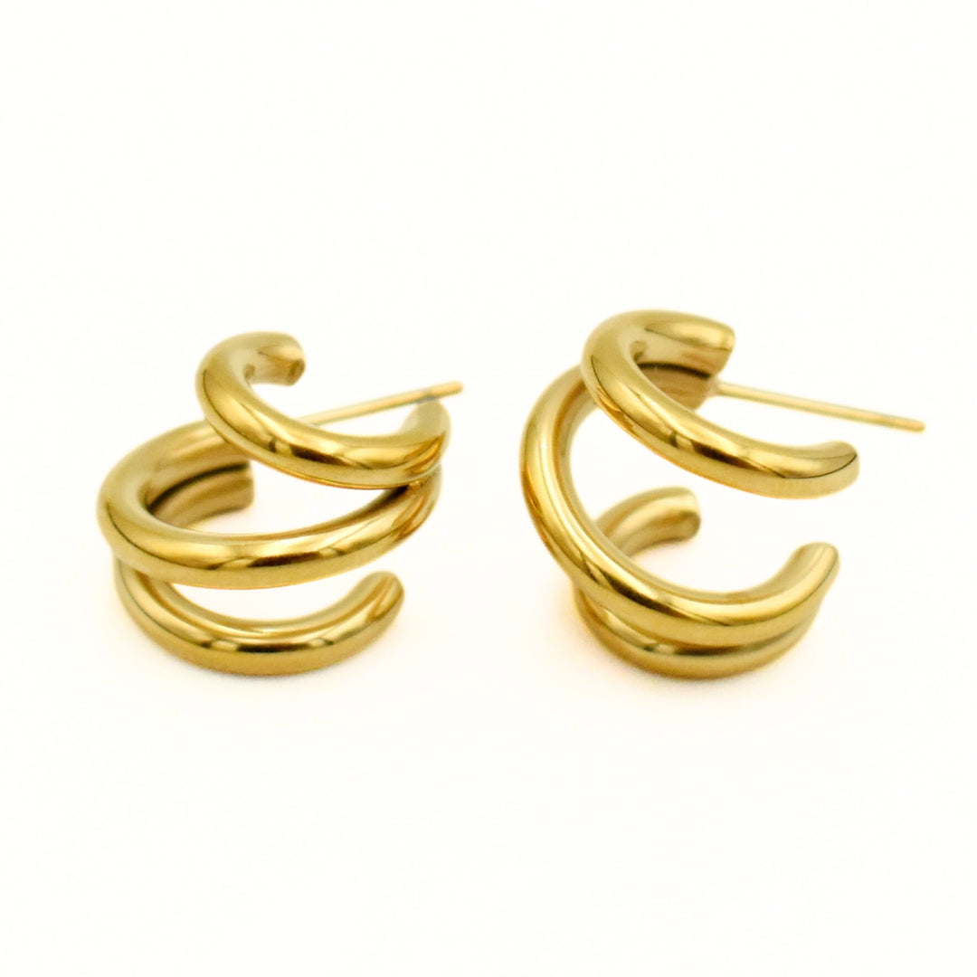 Gold Toned Cuff Hang Earrings