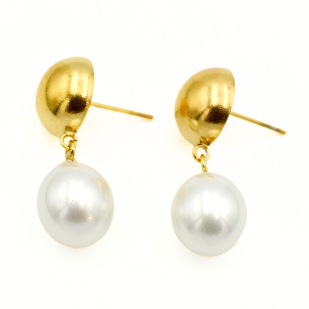 Gold Toned Pearl Drop Earrings