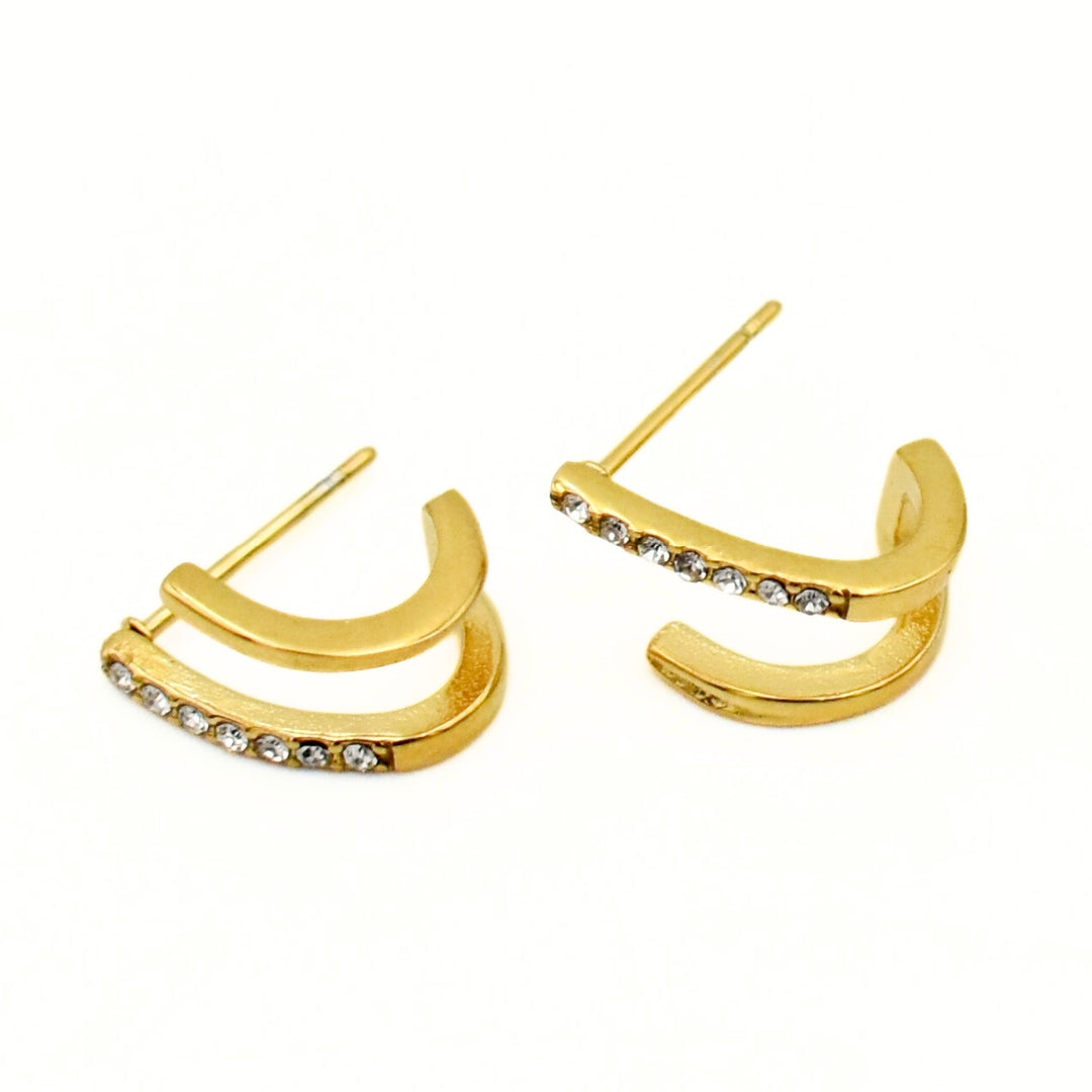 Gold Toned Diamante Small Earrings