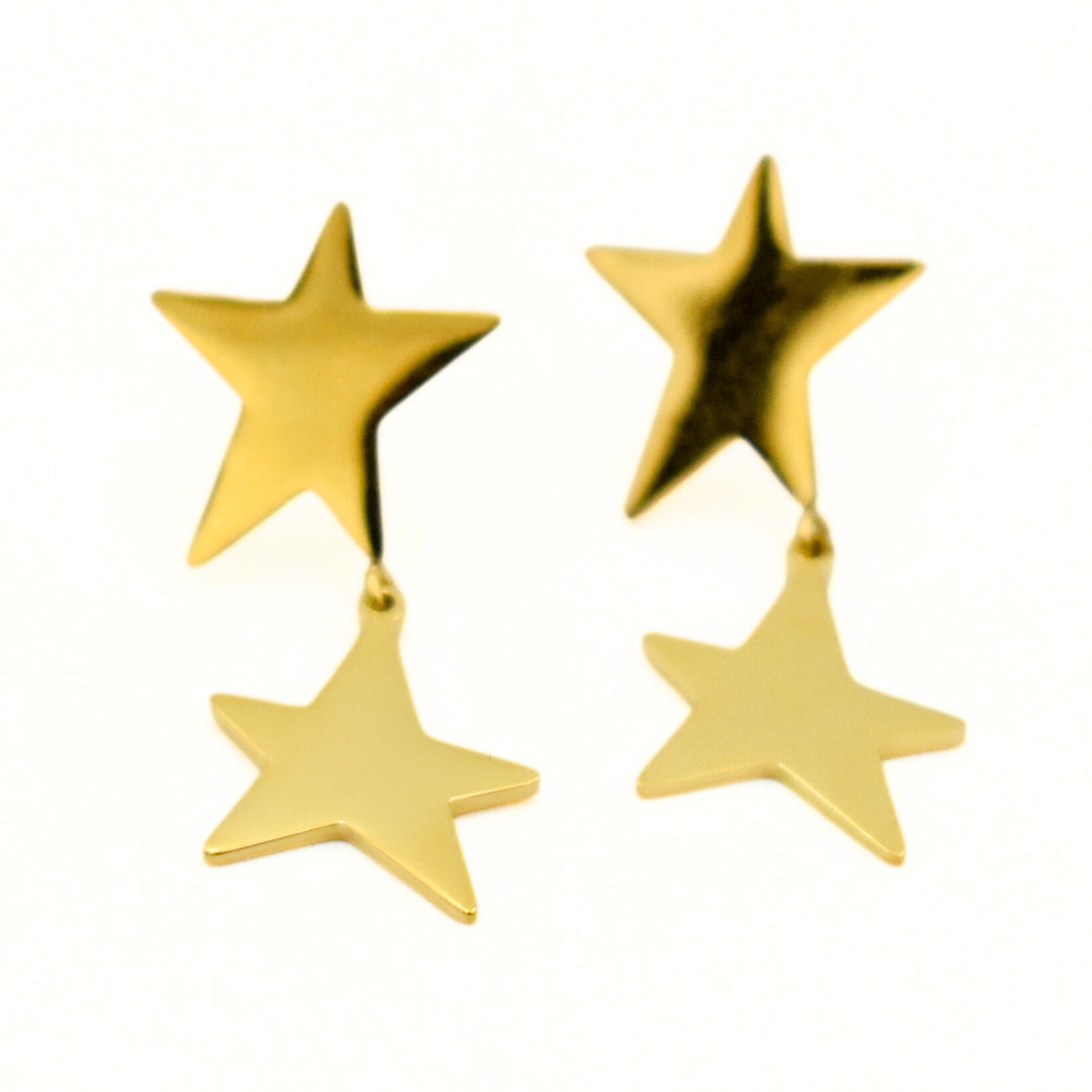 Gold Toned Star Drop Earrings