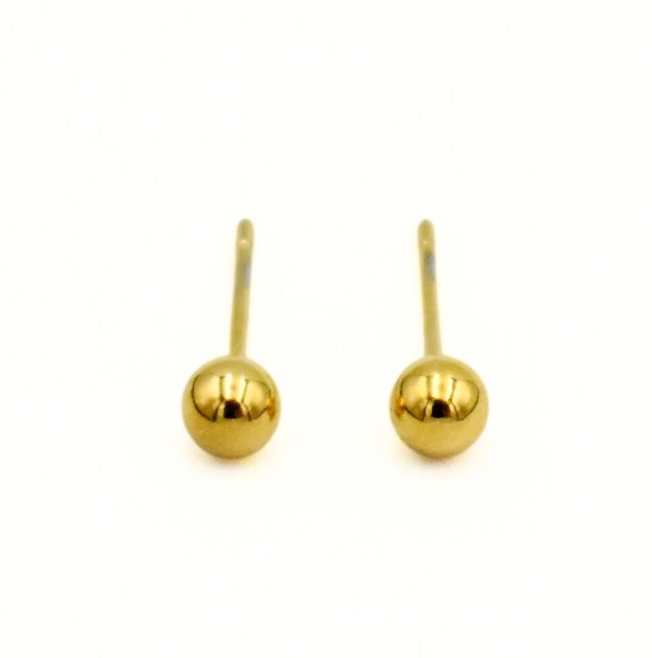 Gold Toned Small Round Stud Earrings