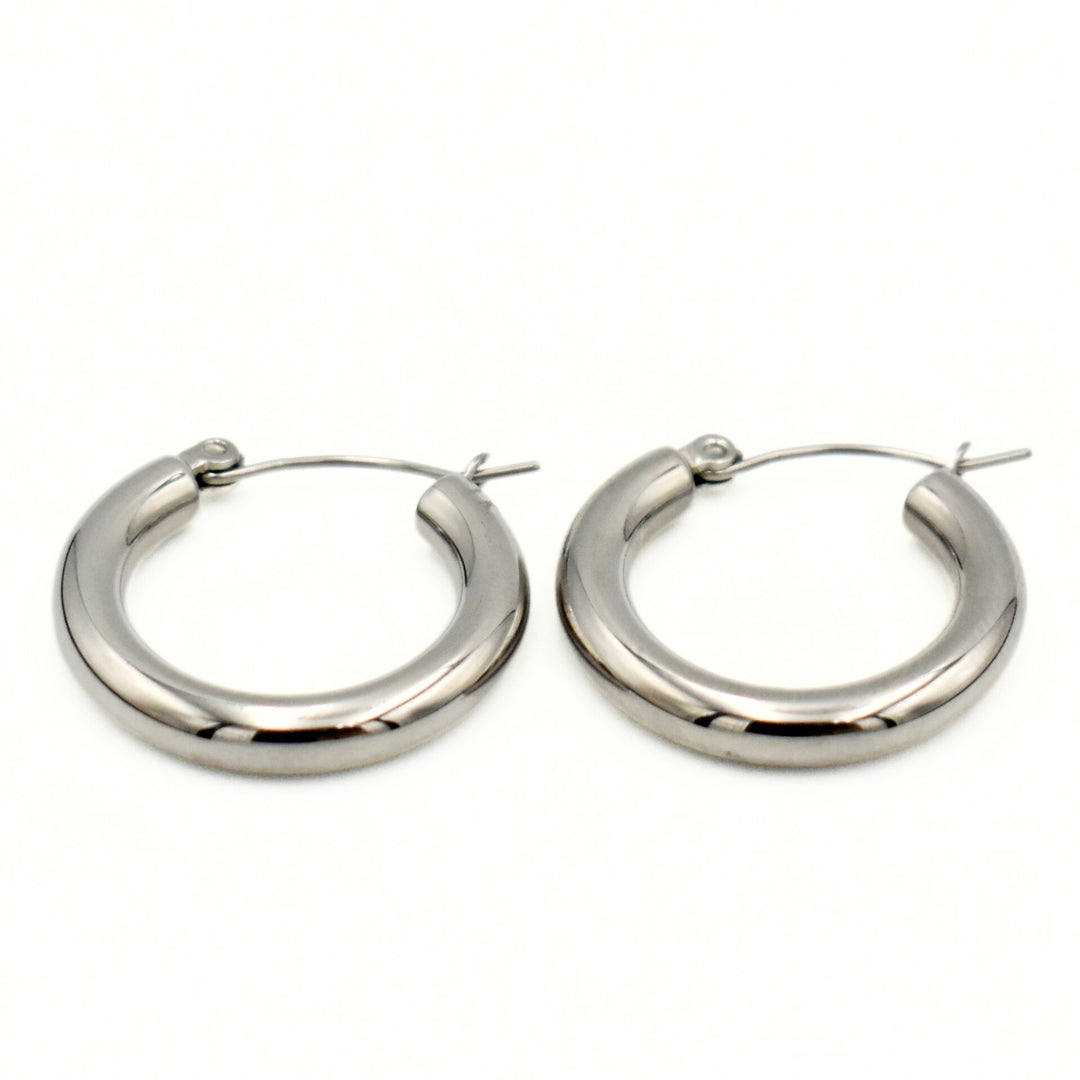 Rhodium Plated Stylish Hoop Earrings