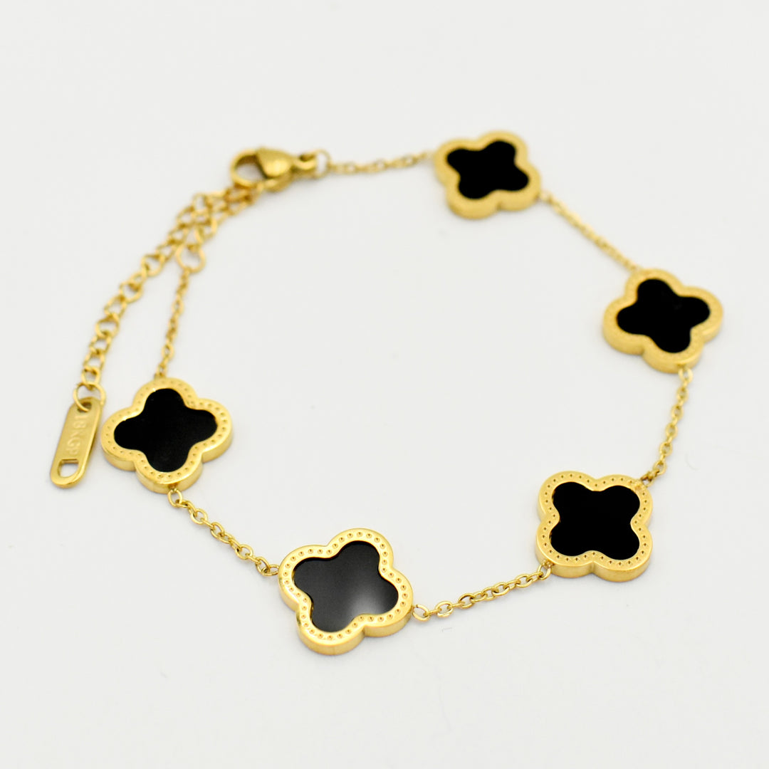 Gold & Black Clover Bracelet