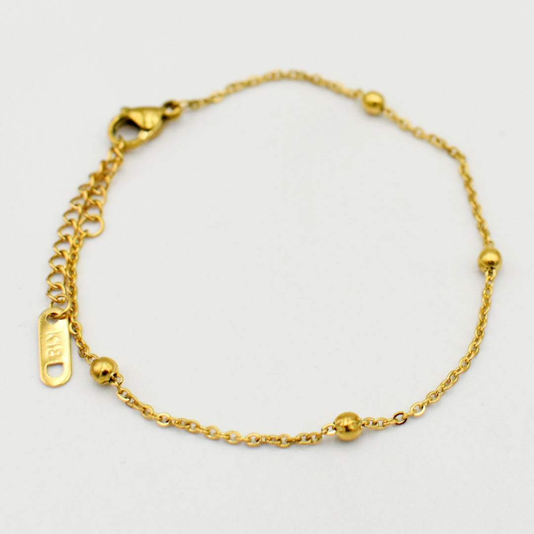 Gold Toned Four Balls Dainty Bracelet