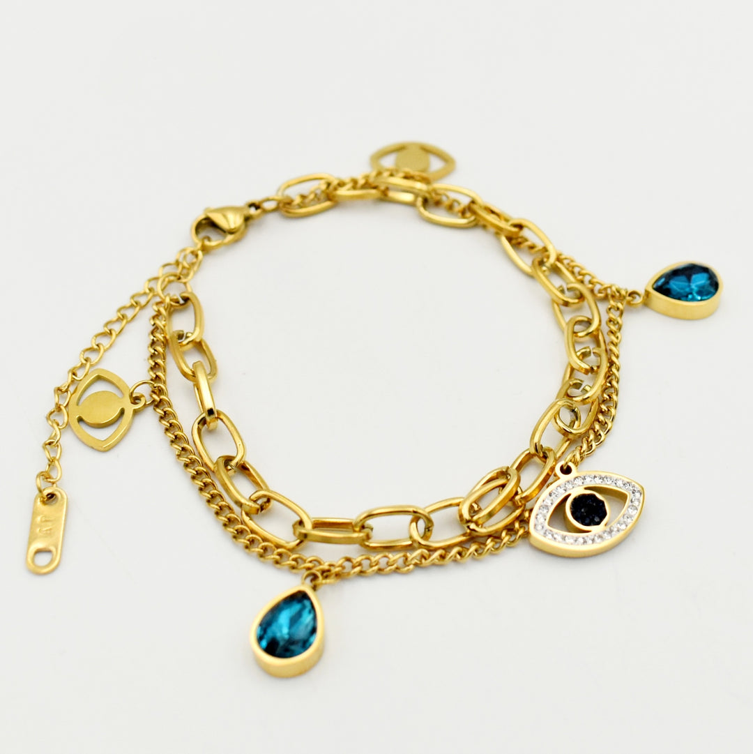 Gold Stack Evil Eye Bracelet