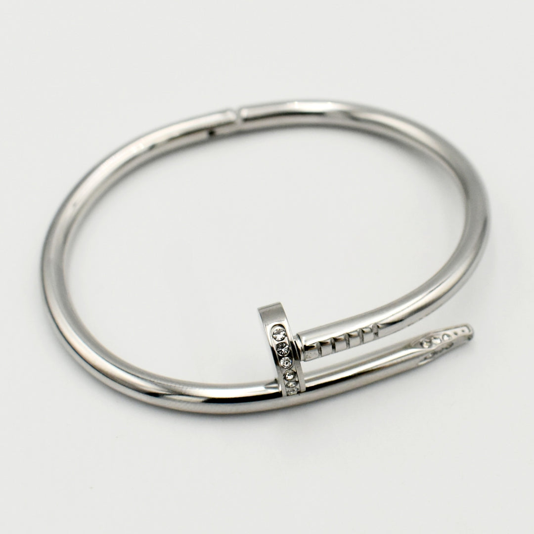 Silver Nail Cubic Bangle