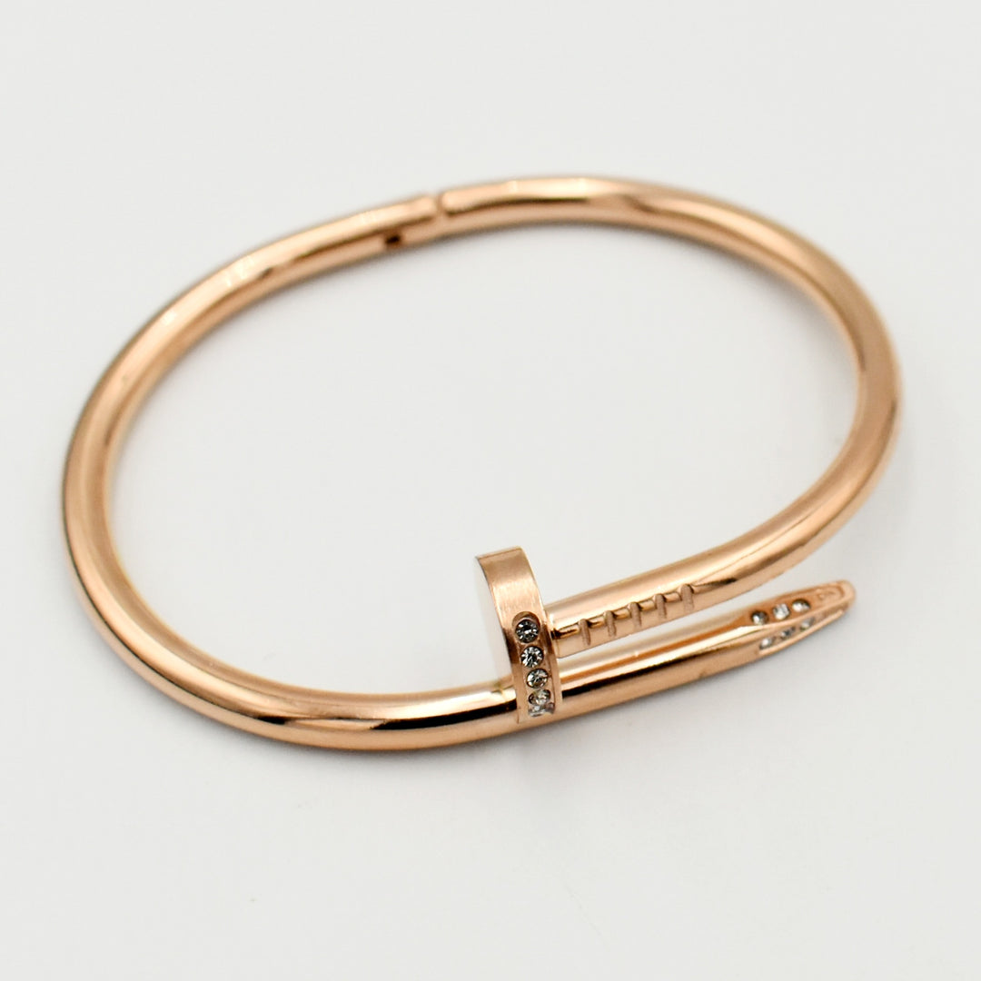 Rose Gold Nail Cubic Bangle