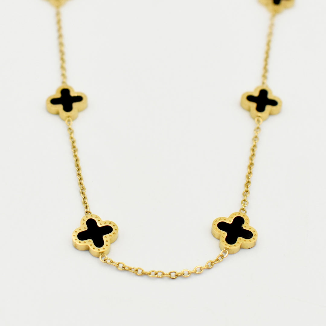 Gold Black Clover Necklace