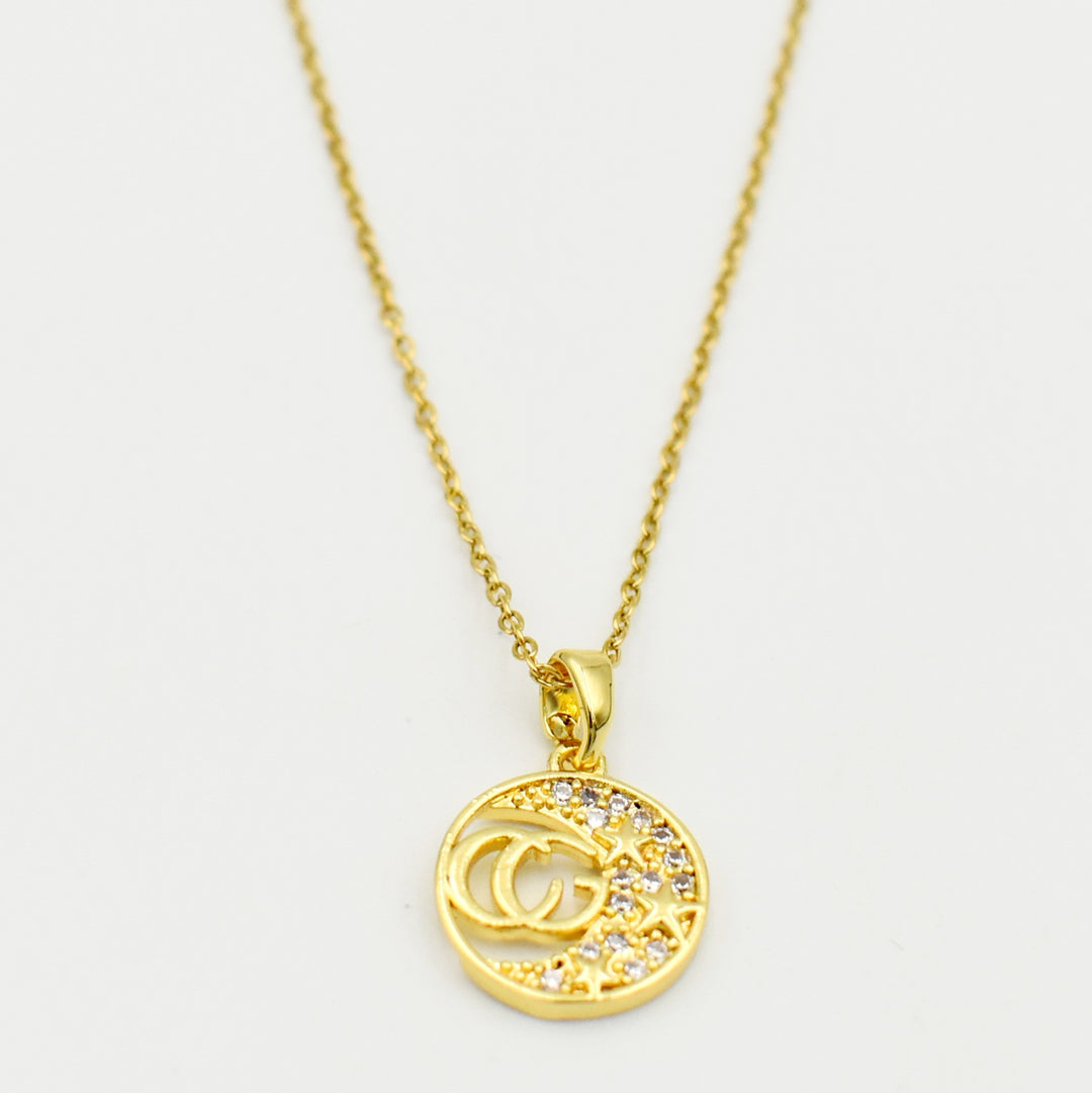 Gold 'CG' Diamante Necklace