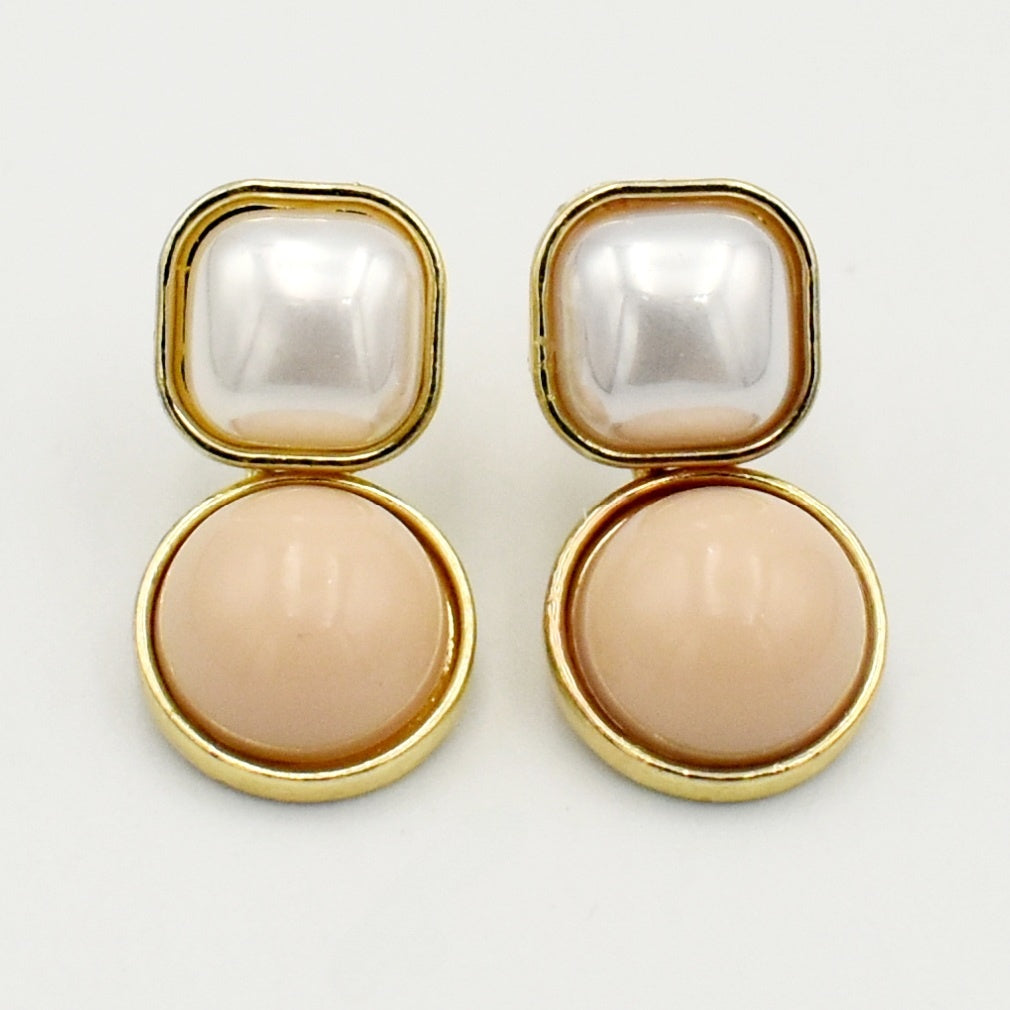 Gold Peach Drop Earrings