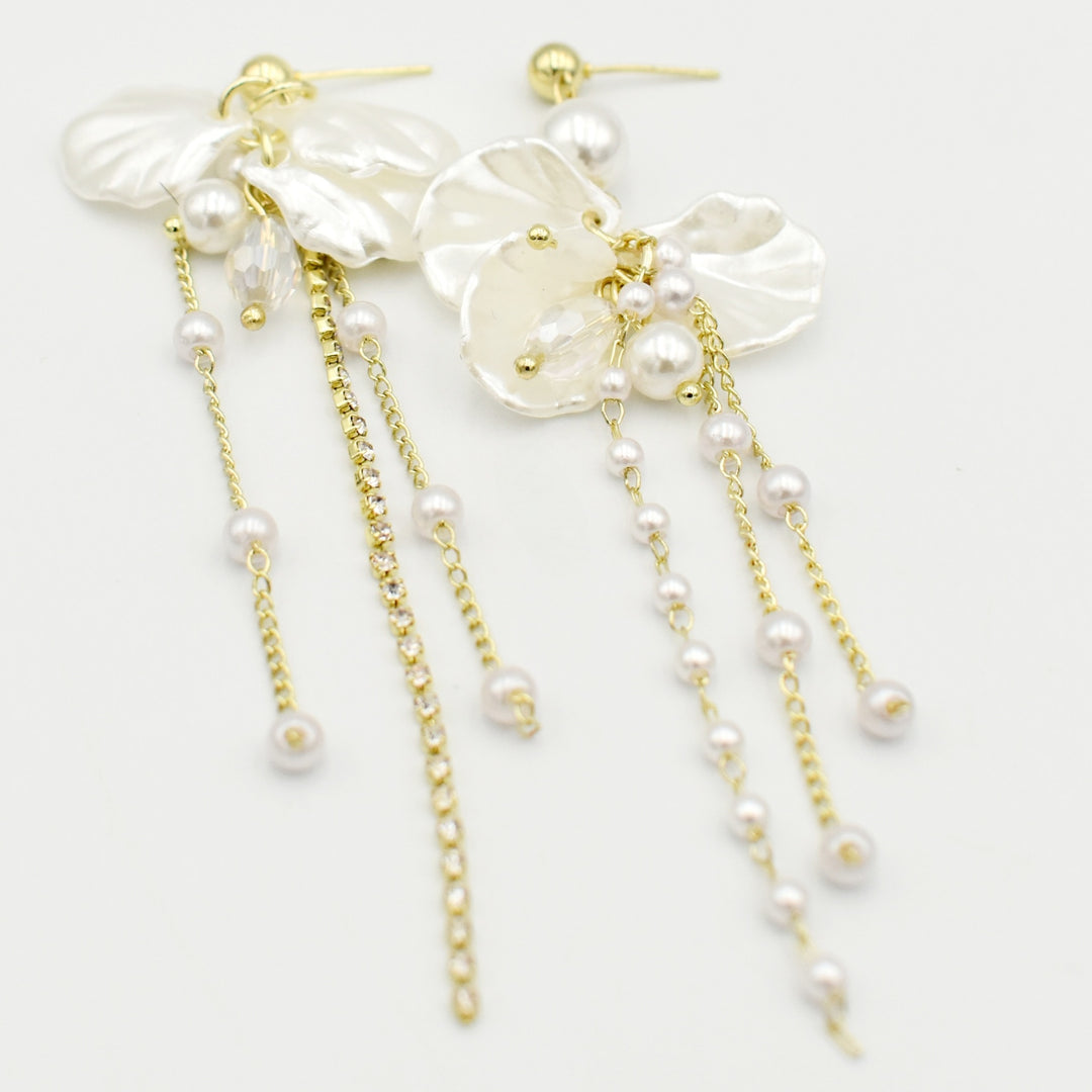 Pearl Flowery Drop Earrings