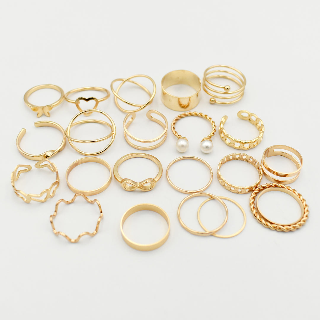 Gold Mixed Heart Pearl Twisted Pack