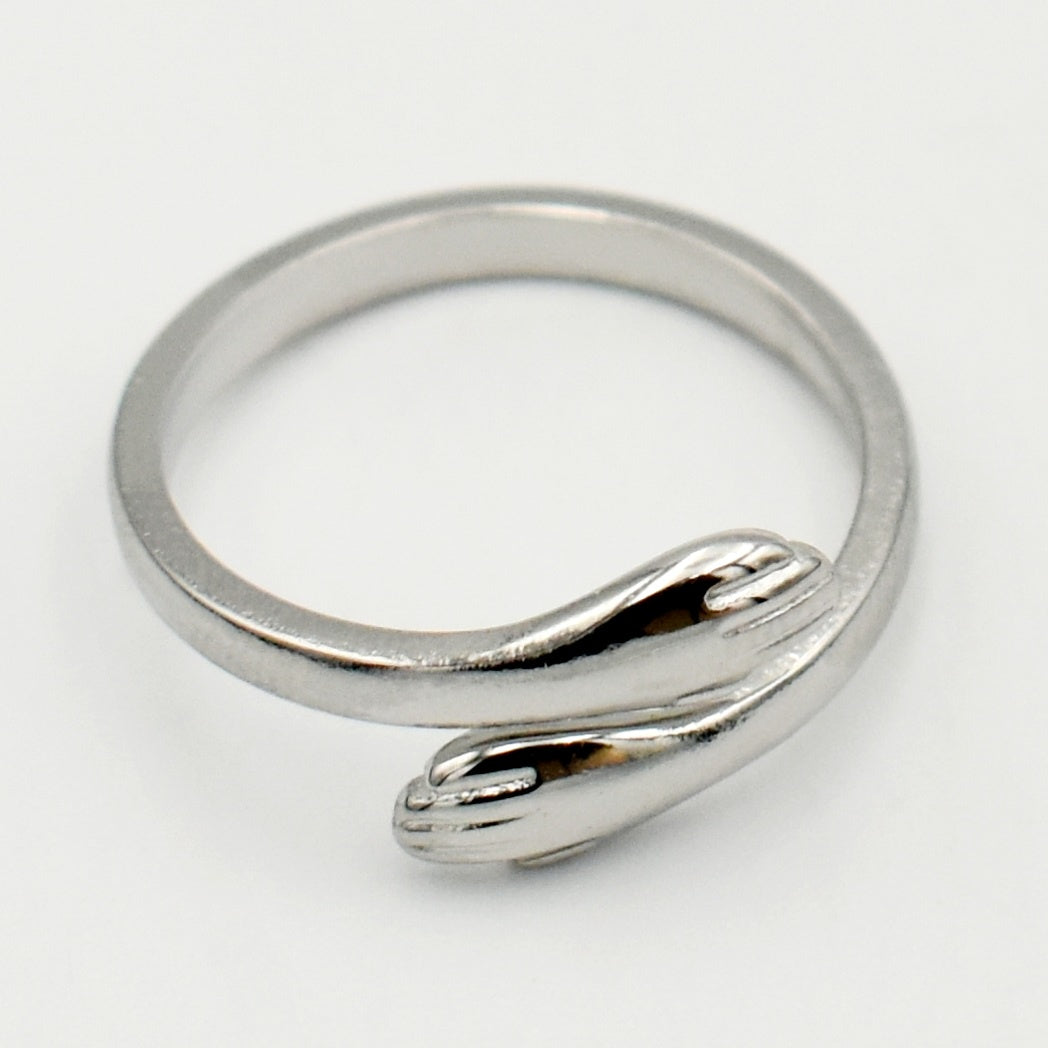 Silver Opened Hands Ring