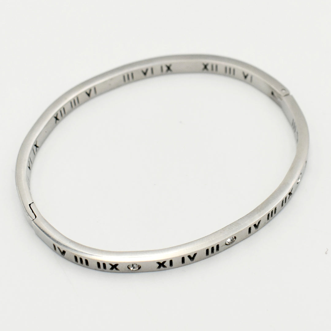 Silver Roman Numeral Bangle